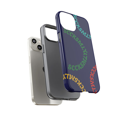 Y2K Wavy Script Tough Case for Apple- Navy Blue