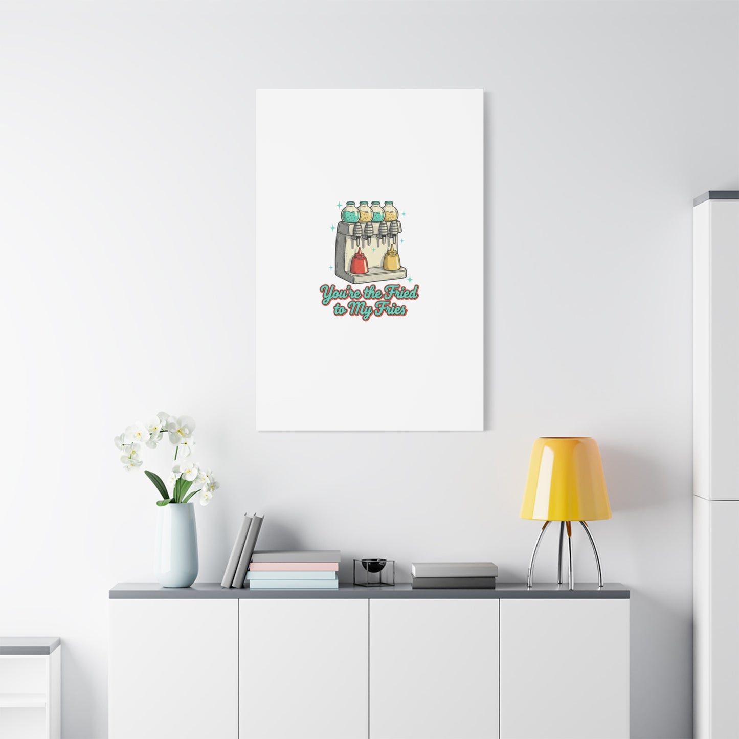 You’re the Fried to My Fries Canvas | Retro Diner Matchbook, Pantry Label Art