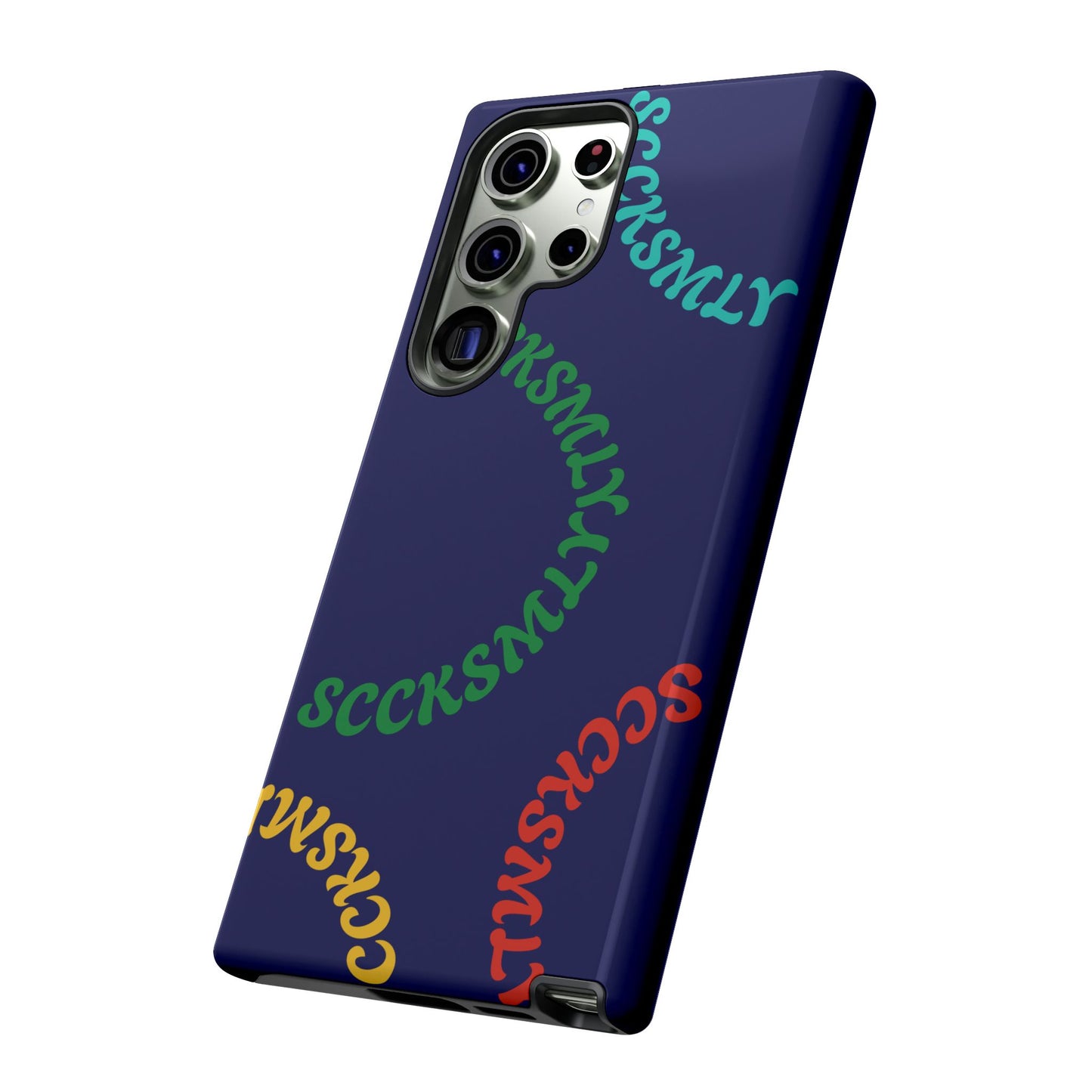 Y2K Wavy Script Tough Case for Samsung- Navy Blue