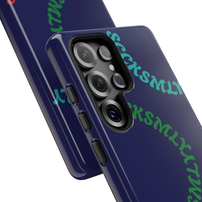 Y2K Wavy Script Tough Case for Samsung- Navy Blue