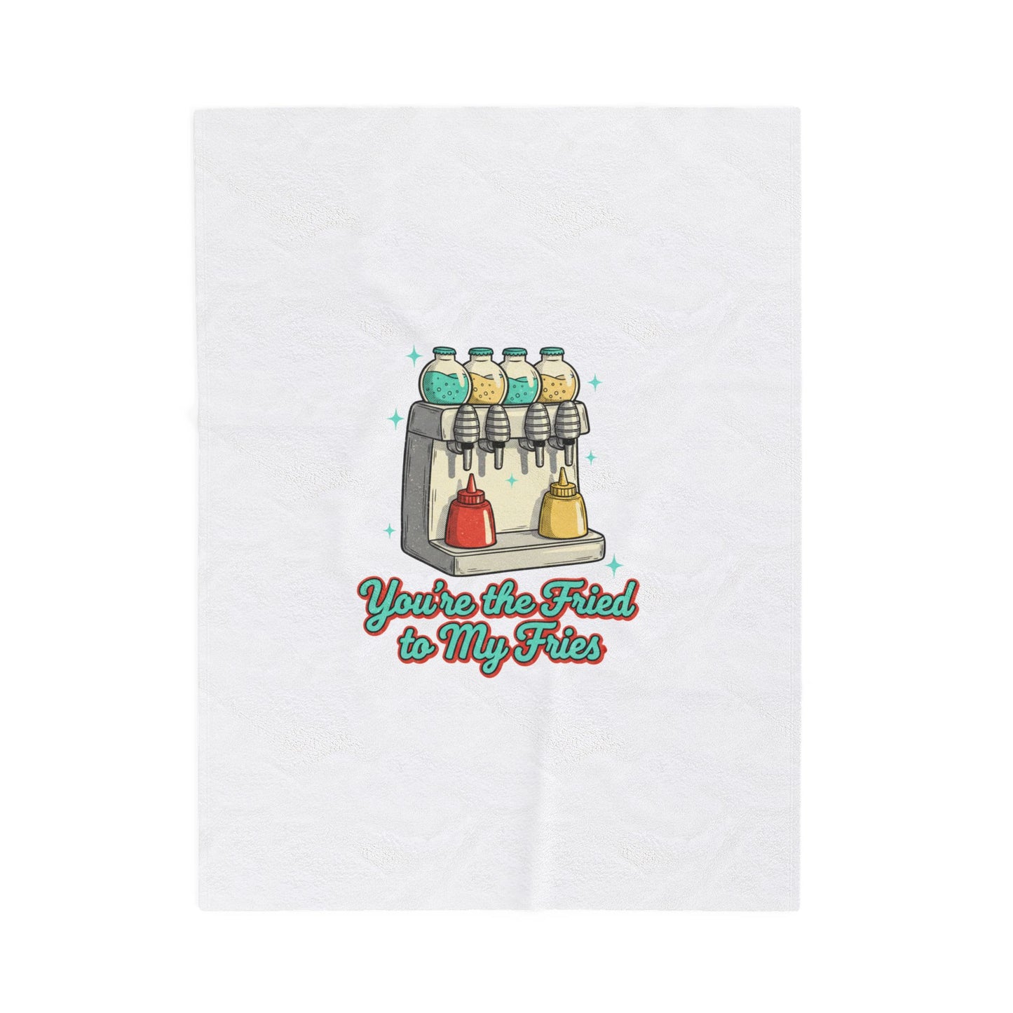 You're the Fried to My Fries Velveteen Blanket | Retro Diner Matchbook, Pantry Label Art