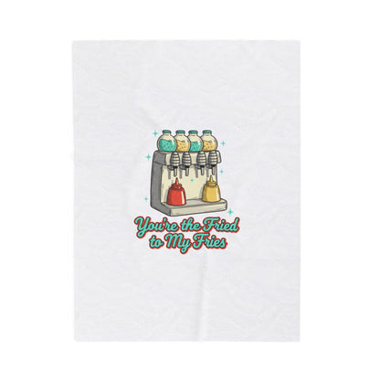 You're the Fried to My Fries Velveteen Blanket | Retro Diner Matchbook, Pantry Label Art