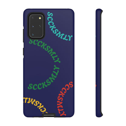 Y2K Wavy Script Tough Case for Samsung- Navy Blue