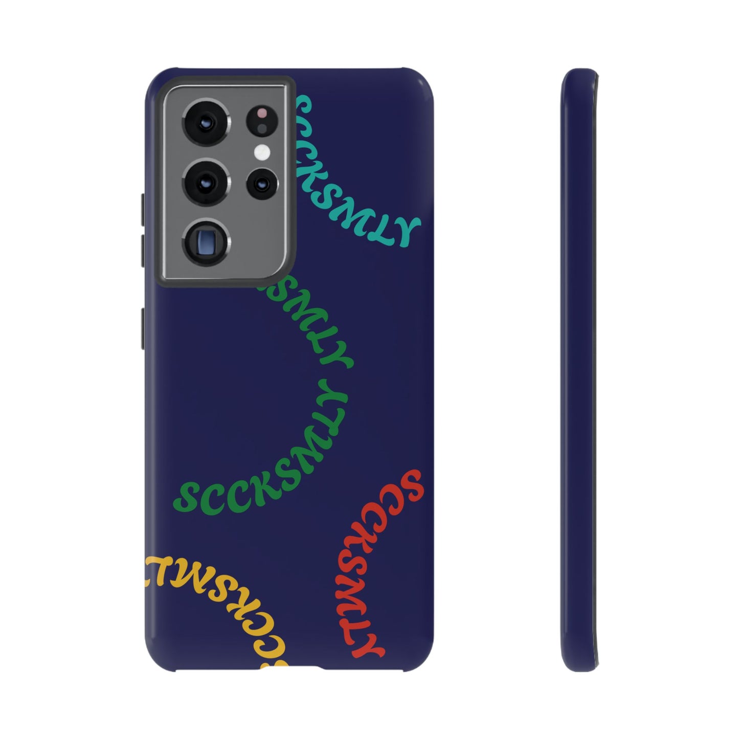 Y2K Wavy Script Tough Case for Samsung- Navy Blue