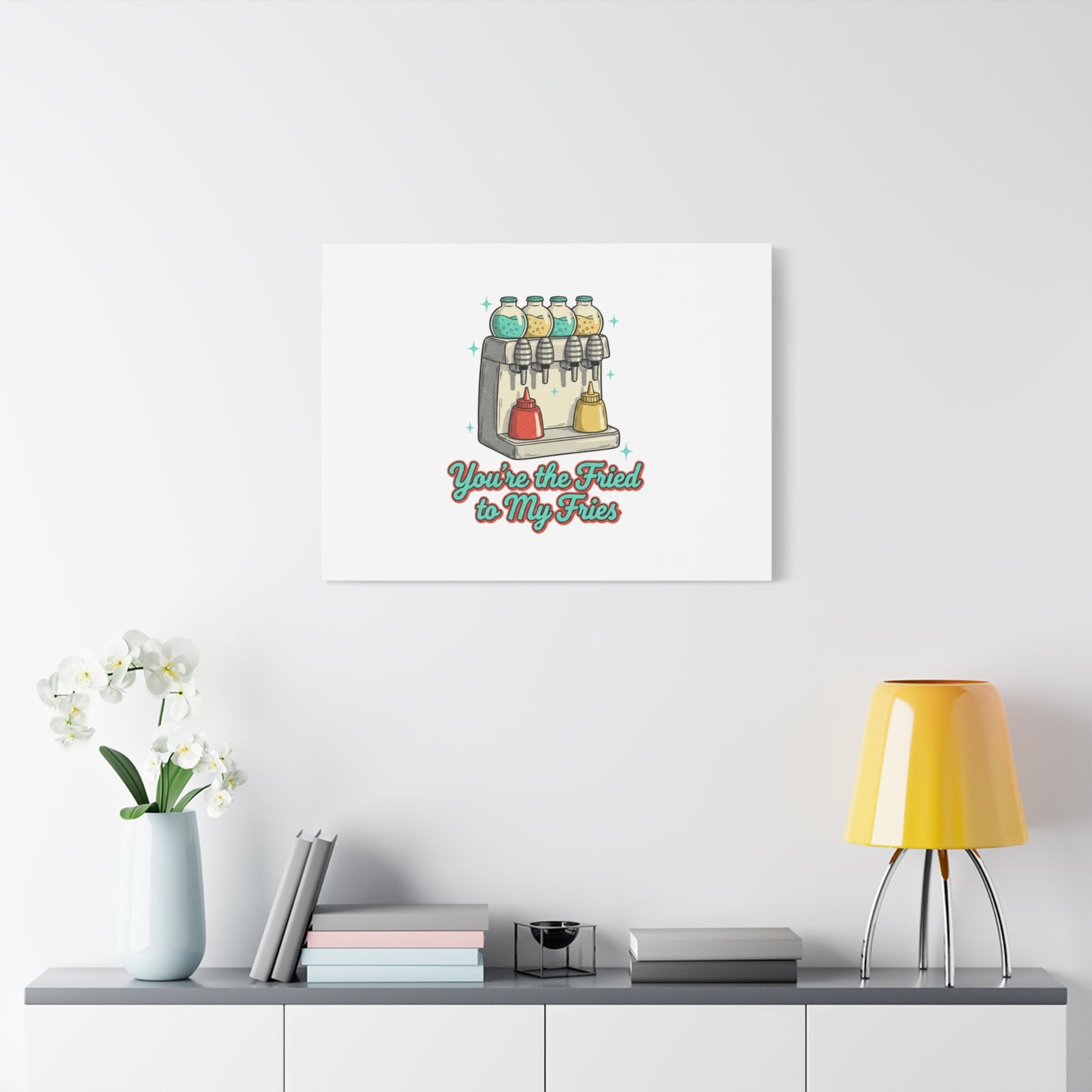 You’re the Fried to My Fries Canvas | Retro Diner Matchbook, Pantry Label Art