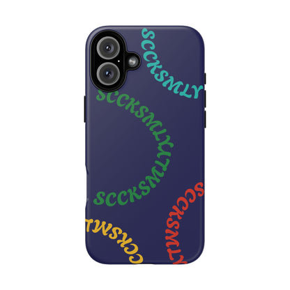 Y2K Wavy Script Tough Case for Apple- Navy Blue