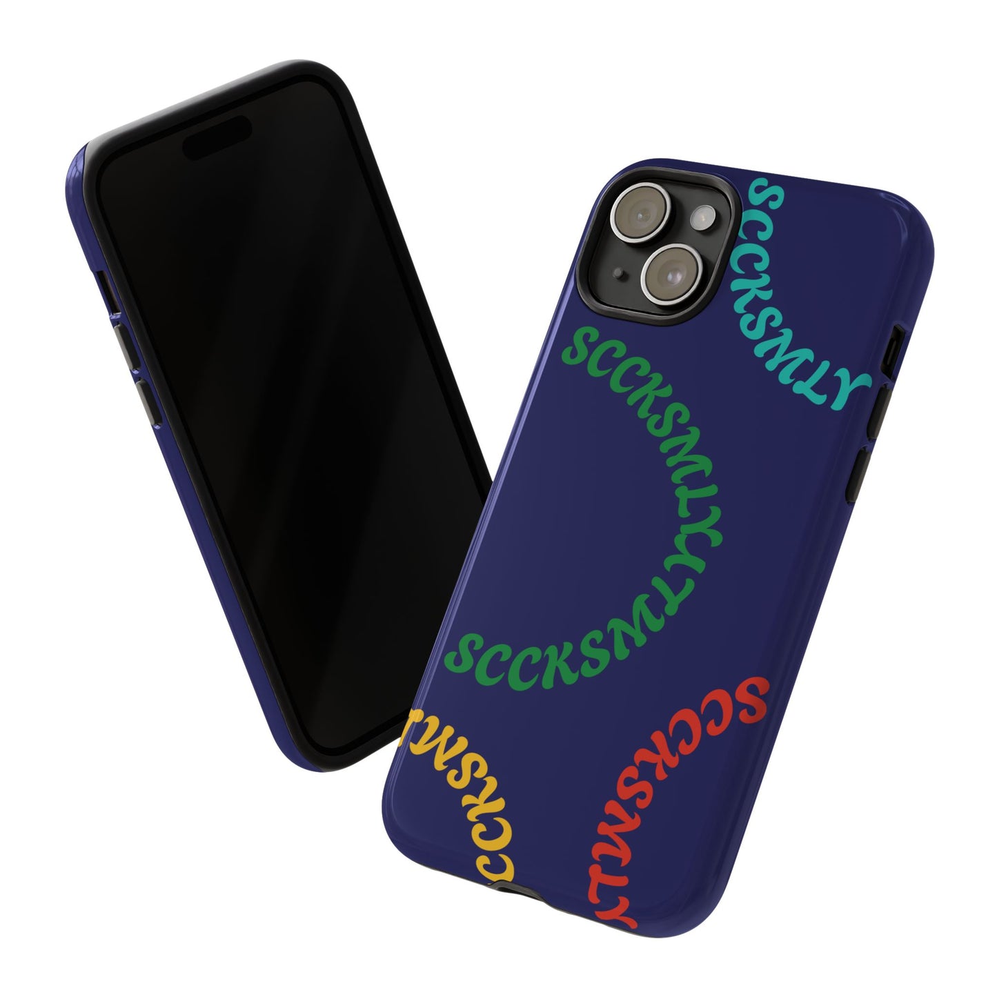 Y2K Wavy Script Tough Case for Apple- Navy Blue