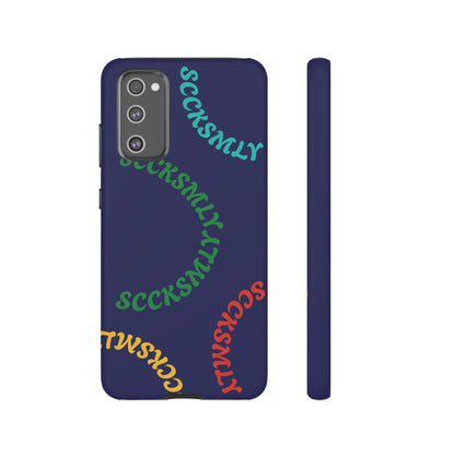 Y2K Wavy Script Tough Case for Samsung- Navy Blue