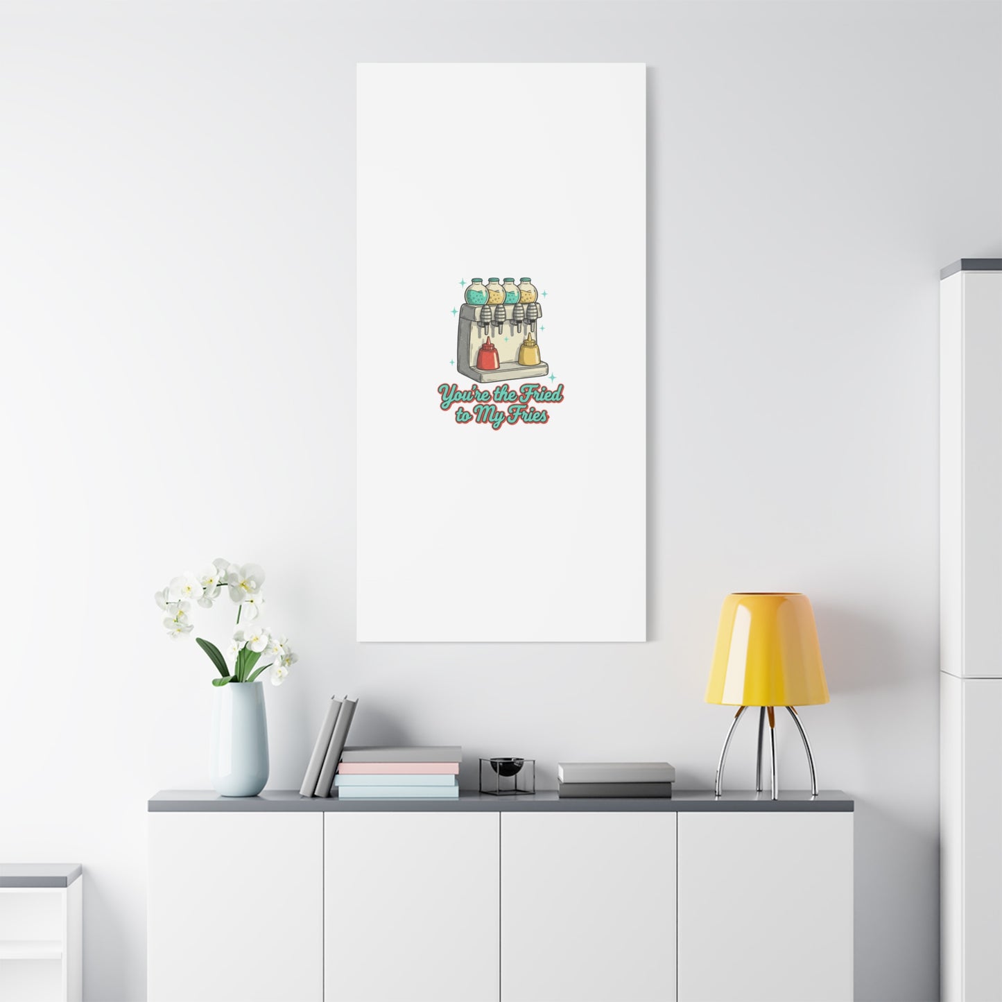 You’re the Fried to My Fries Canvas | Retro Diner Matchbook, Pantry Label Art
