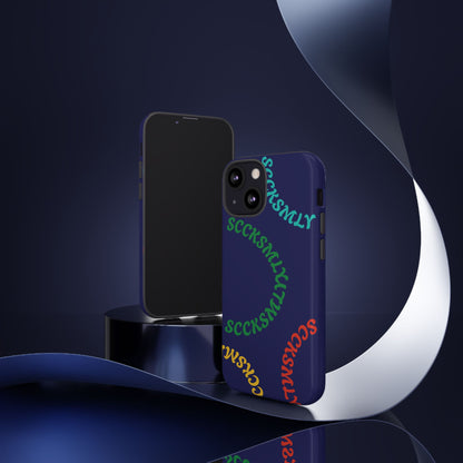 Y2K Wavy Script Tough Case for Apple- Navy Blue