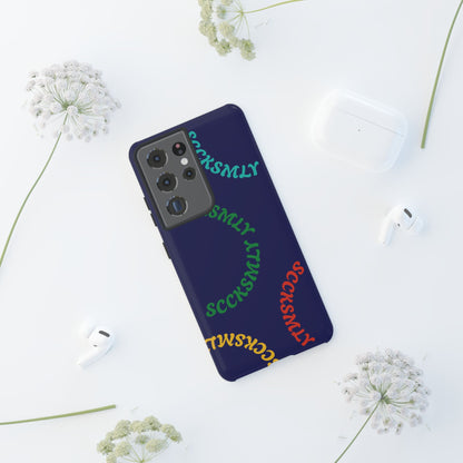 Y2K Wavy Script Tough Case for Samsung- Navy Blue