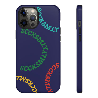 Y2K Wavy Script Tough Case for Apple- Navy Blue