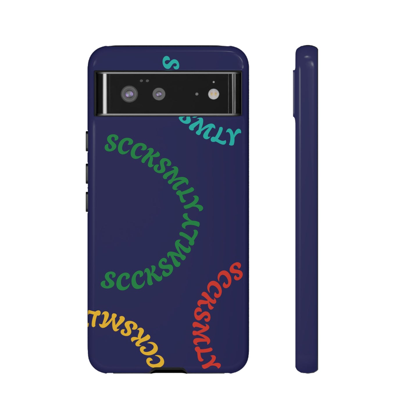 Y2K Wavy Script Tough Case for Google Pixel- Navy Blue