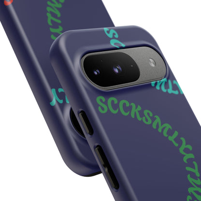 Y2K Wavy Script Tough Case for Google Pixel- Navy Blue