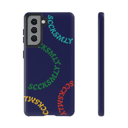 Y2K Wavy Script Tough Case for Samsung- Navy Blue