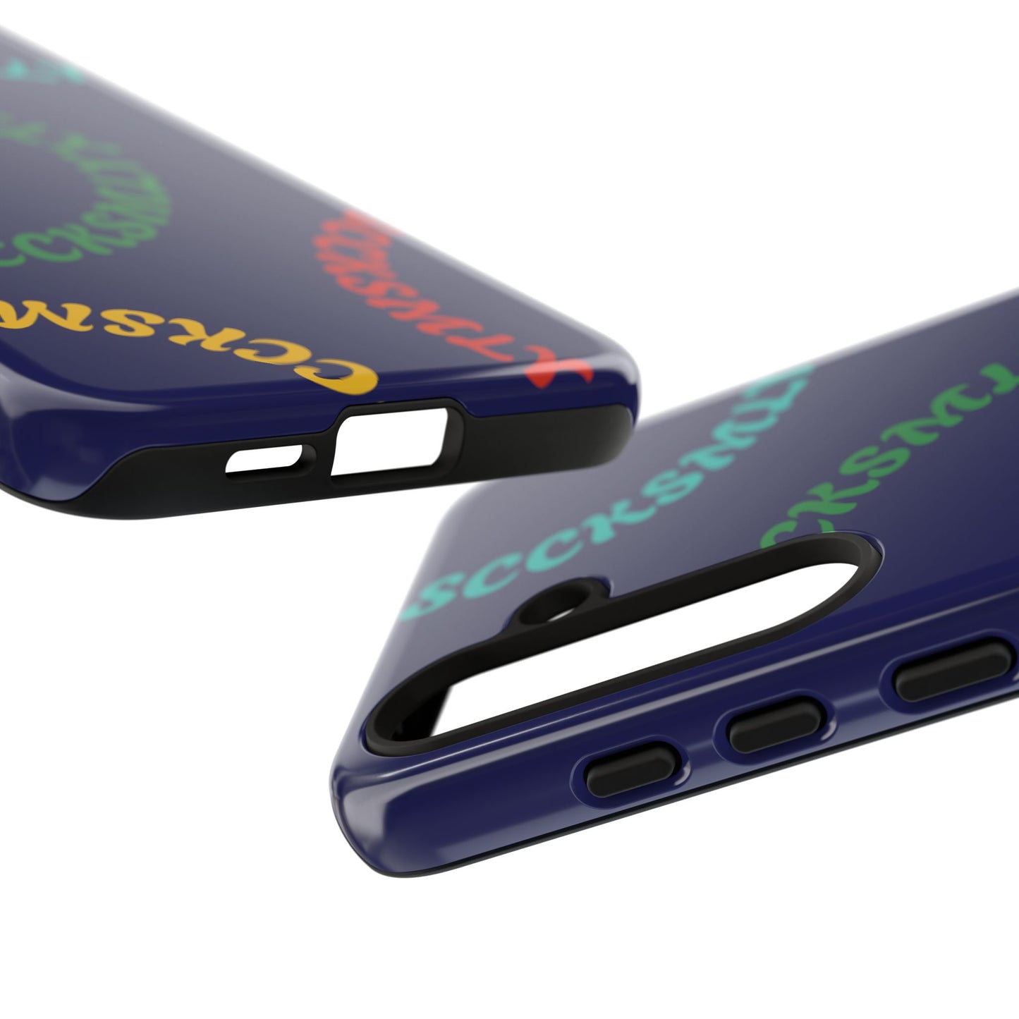 Y2K Wavy Script Tough Case for Samsung- Navy Blue