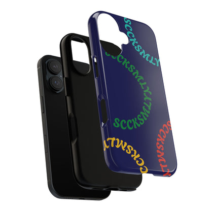 Y2K Wavy Script Tough Case for Apple- Navy Blue