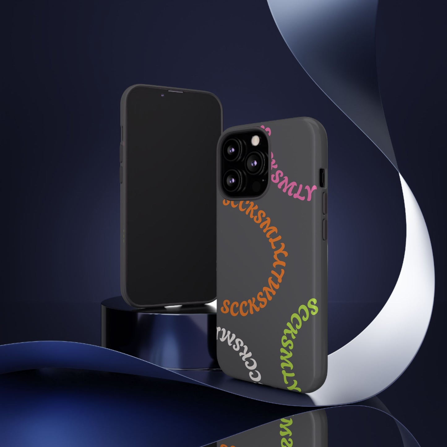Y2K Wavy Script Tough Case for Apple- Gray