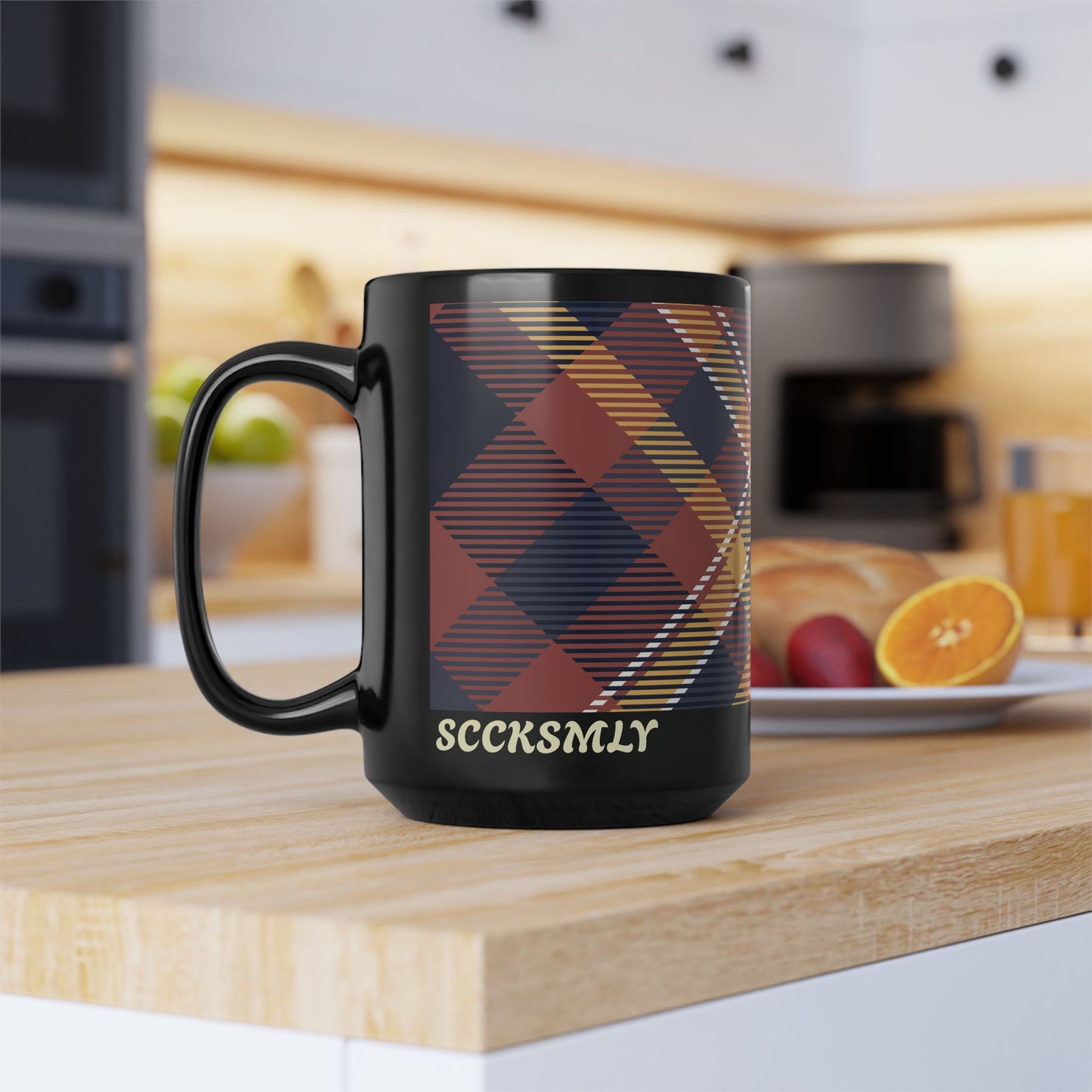 Mug Harvest Tartan 15 oz — Black