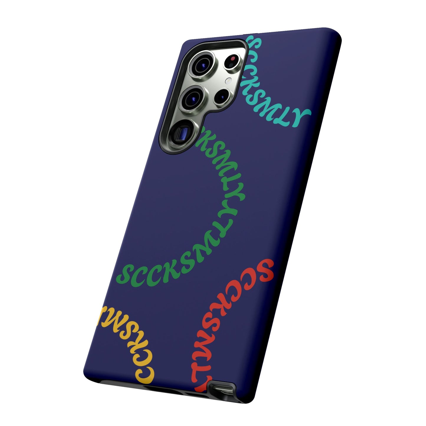 Y2K Wavy Script Tough Case for Samsung- Navy Blue