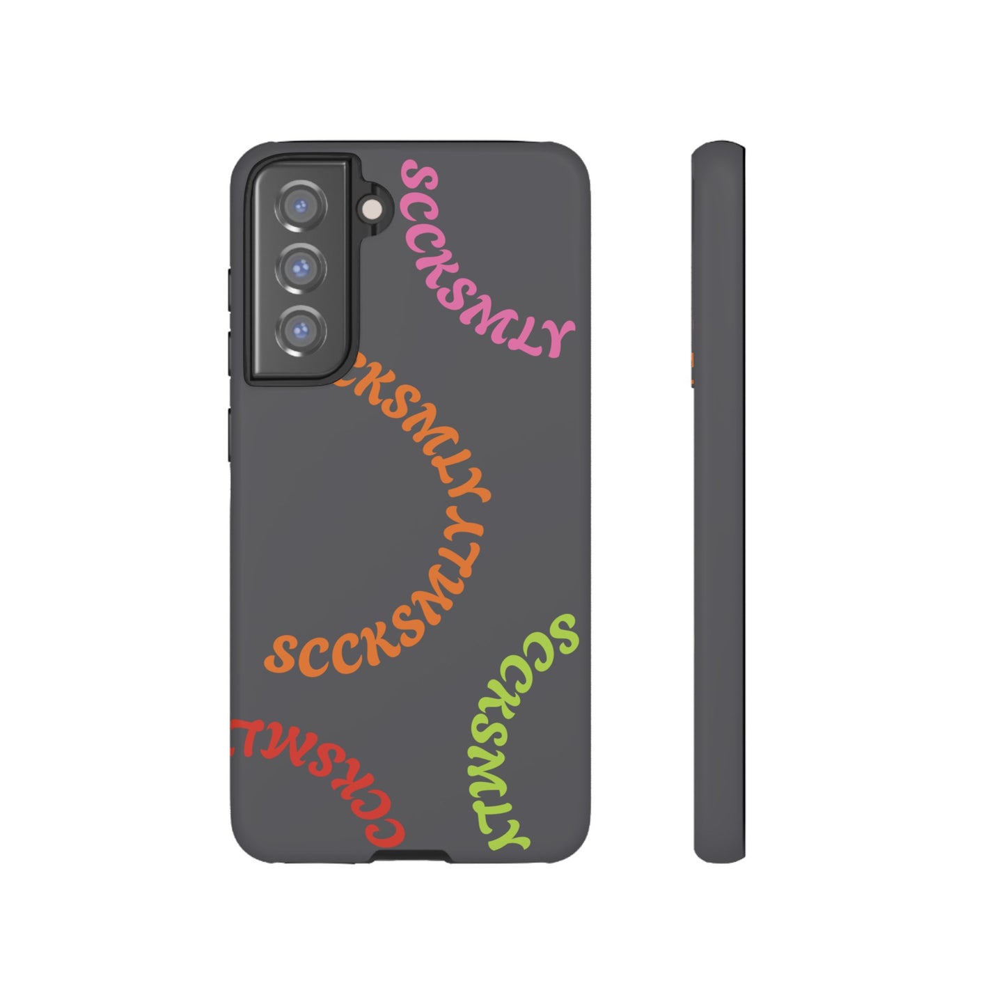 Y2K Wavy Script Tough Case for Samsung- Gray