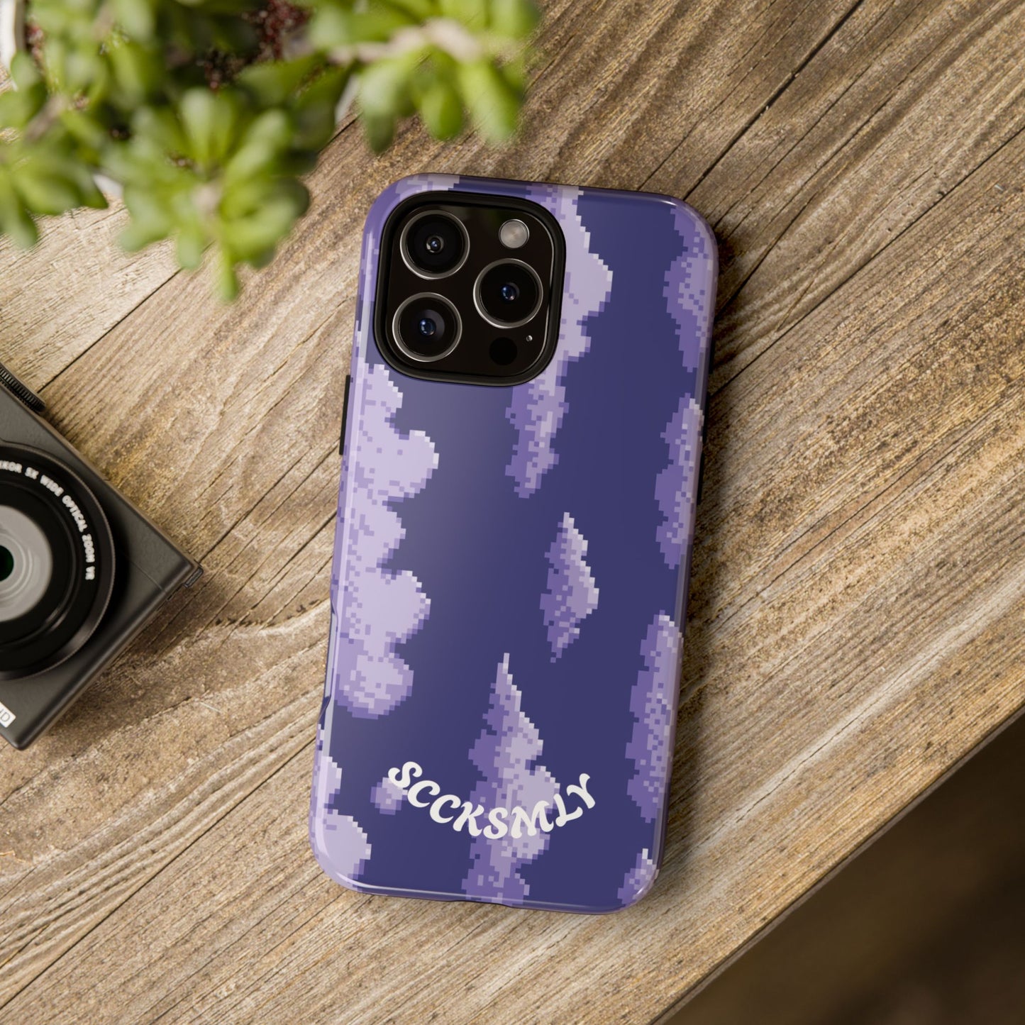 Lilac Pixel Cloud Tough Phone Case for Apple