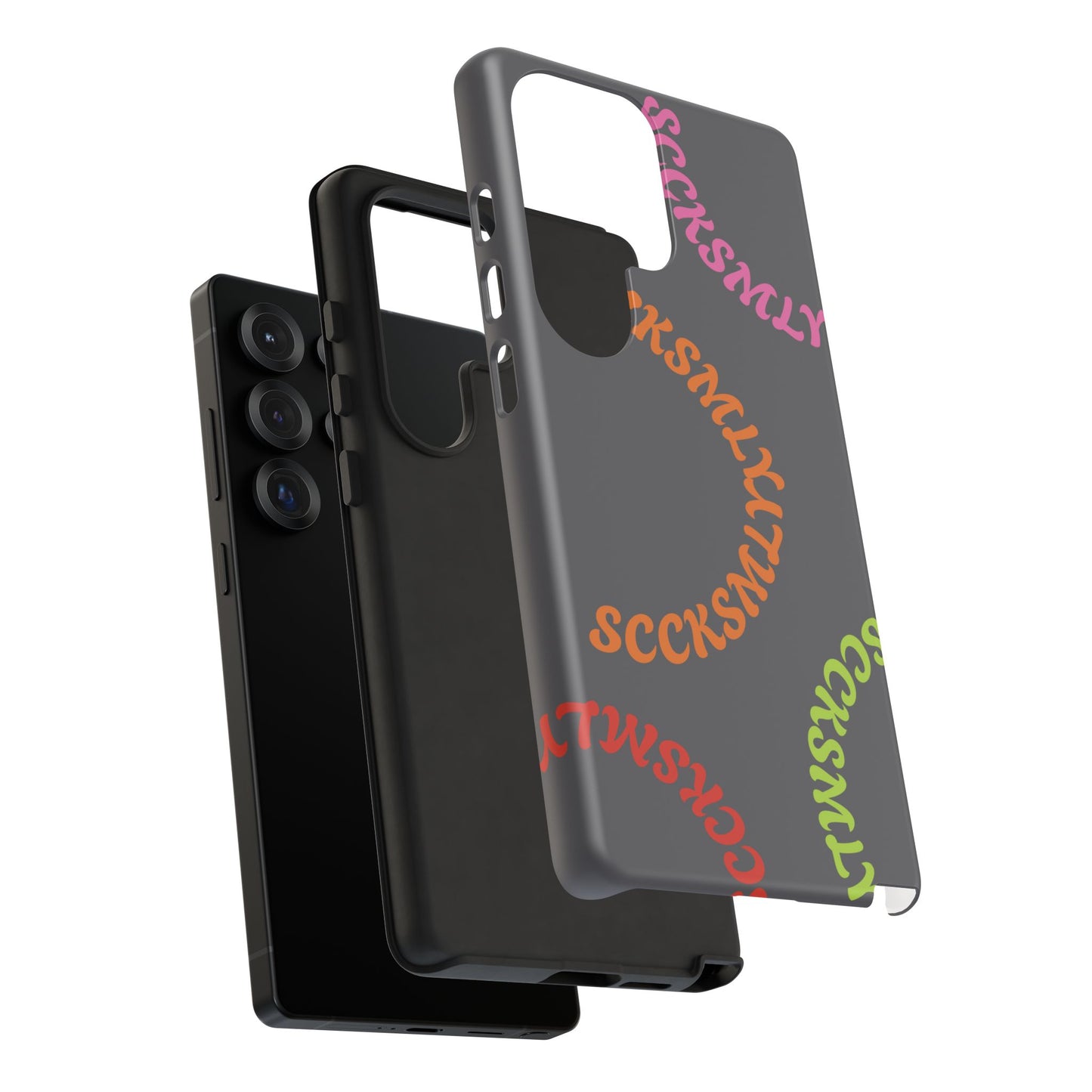 Y2K Wavy Script Tough Case for Samsung- Gray