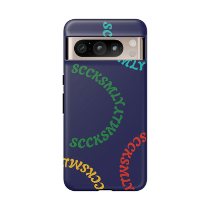 Y2K Wavy Script Tough Case for Google Pixel- Navy Blue