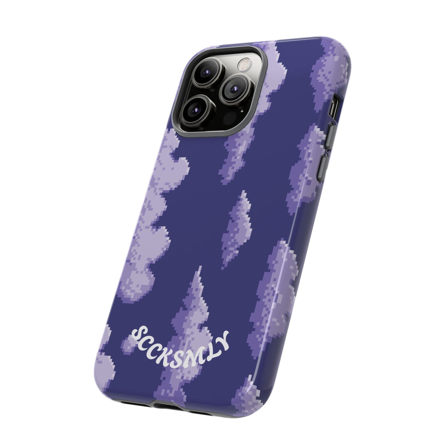 Lilac Pixel Cloud Tough Phone Case for Apple