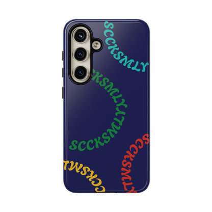 Y2K Wavy Script Tough Case for Samsung- Navy Blue