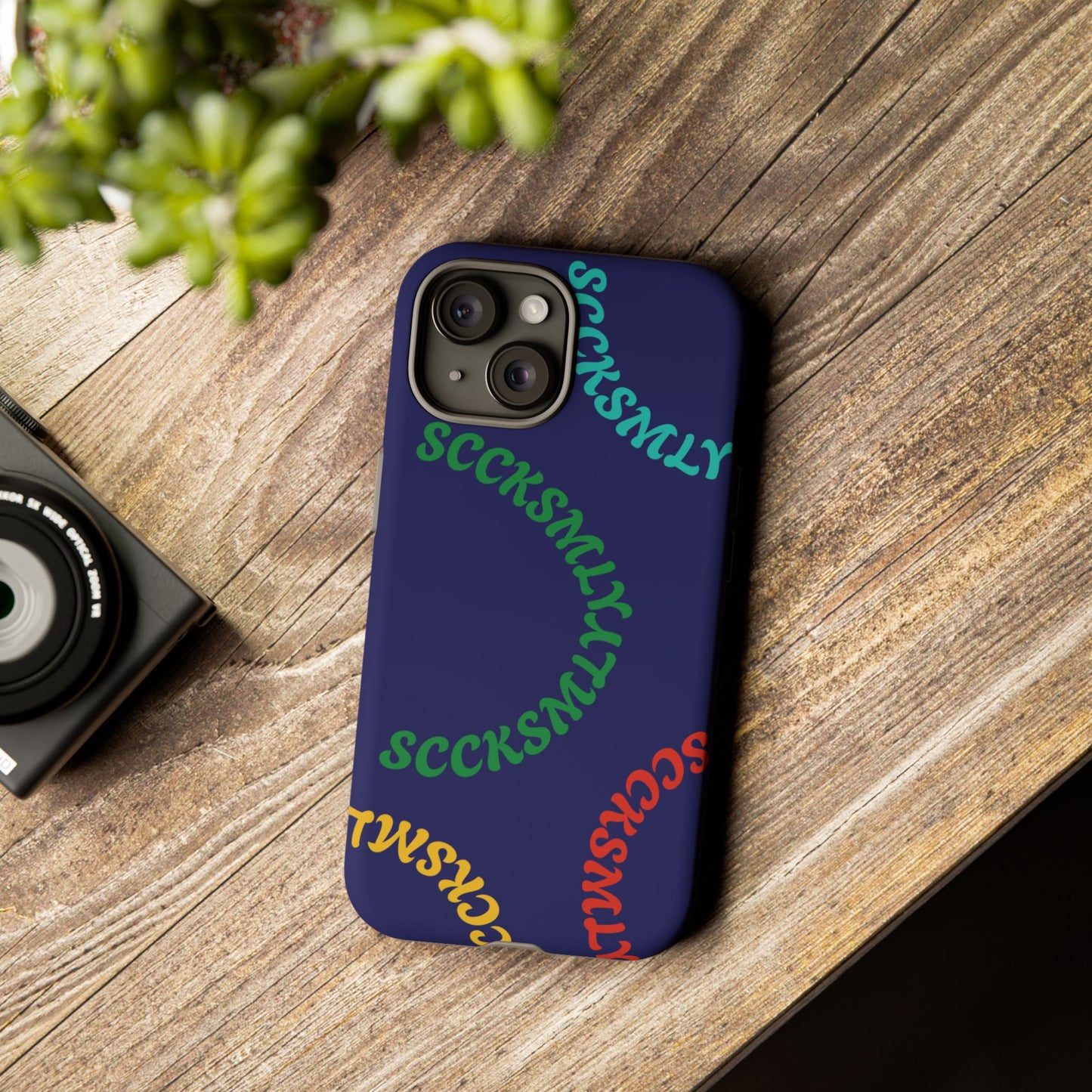 Y2K Wavy Script Tough Case for Apple- Navy Blue