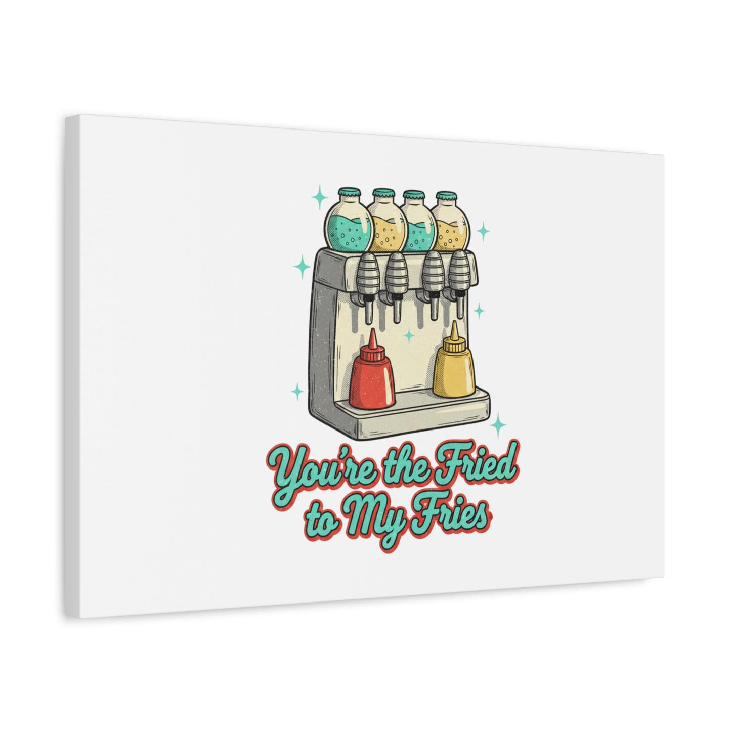 You’re the Fried to My Fries Canvas | Retro Diner Matchbook, Pantry Label Art