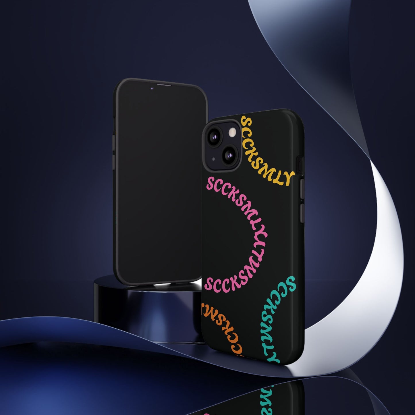 Y2K Wavy Script Tough Case for Apple- Black