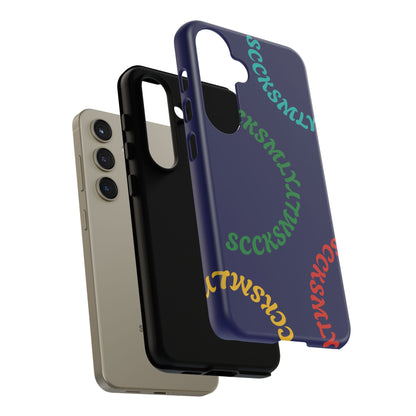 Y2K Wavy Script Tough Case for Samsung- Navy Blue