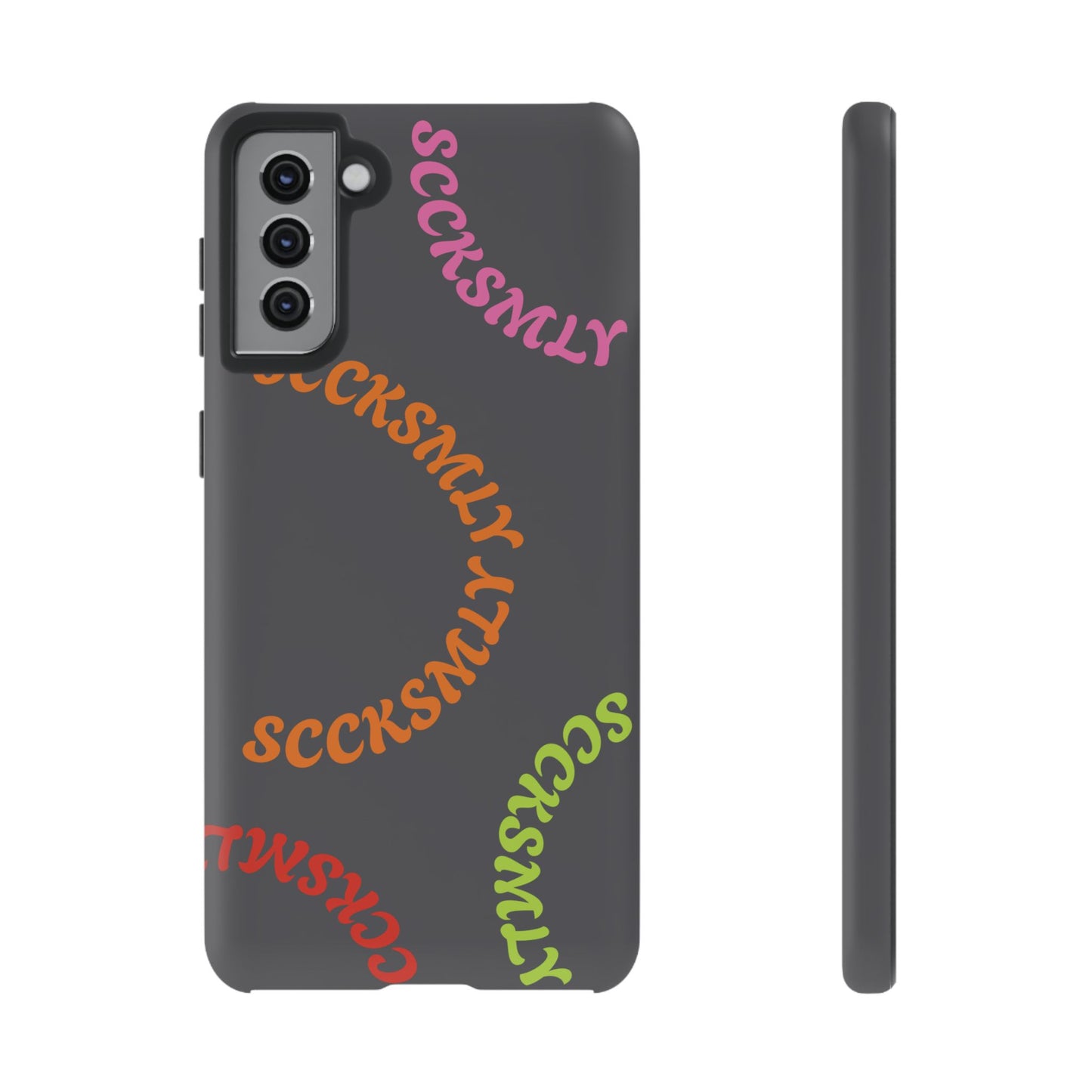 Y2K Wavy Script Tough Case for Samsung- Gray