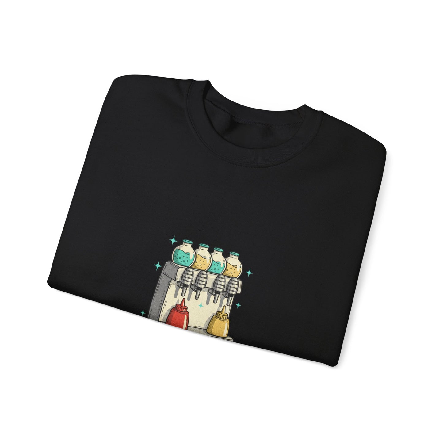 Soda Fountain Dispenser Sweatshirt | retro diner shirt, pantry label art