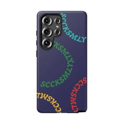 Y2K Wavy Script Tough Case for Samsung- Navy Blue