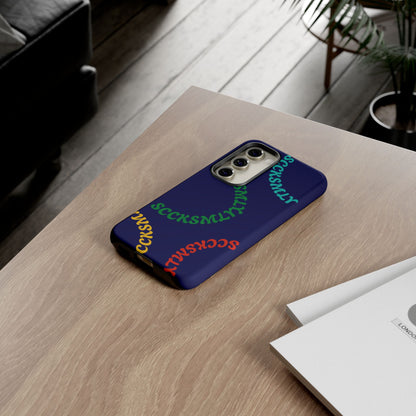 Y2K Wavy Script Tough Case for Samsung- Navy Blue