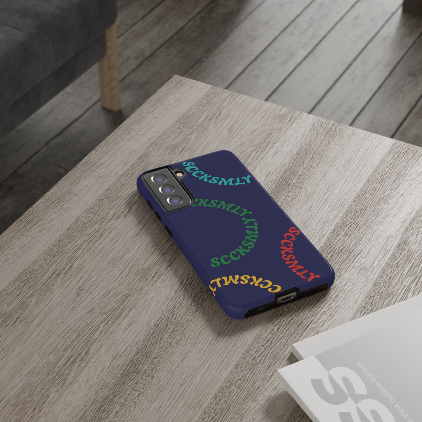 Y2K Wavy Script Tough Case for Samsung- Navy Blue