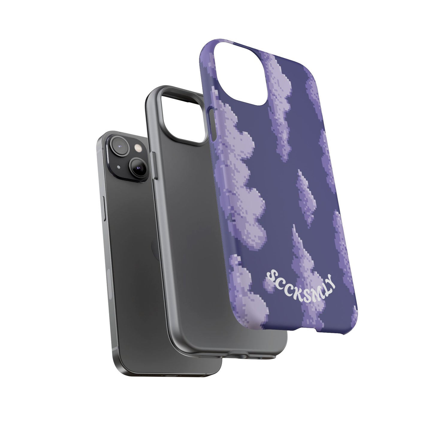 Lilac Pixel Cloud Tough Phone Case for Apple