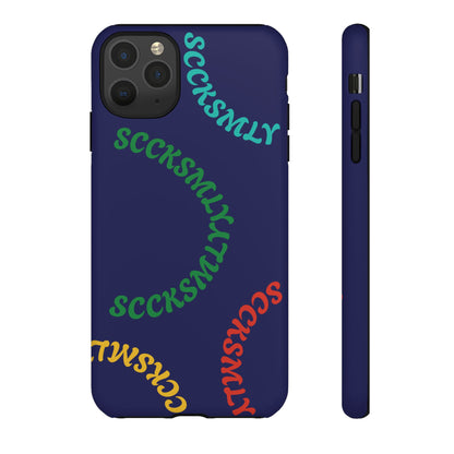 Y2K Wavy Script Tough Case for Apple- Navy Blue
