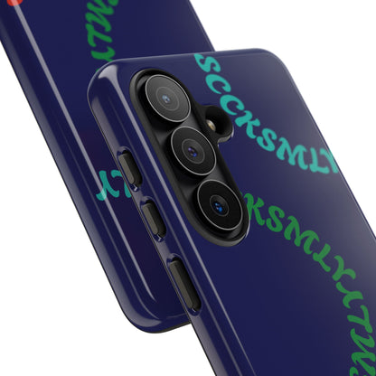 Y2K Wavy Script Tough Case for Samsung- Navy Blue