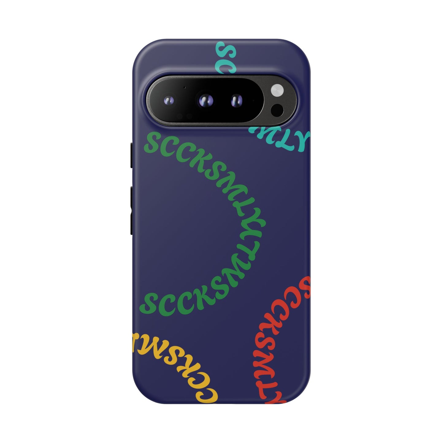 Y2K Wavy Script Tough Case for Google Pixel- Navy Blue