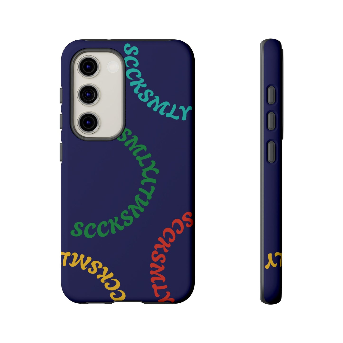 Y2K Wavy Script Tough Case for Samsung- Navy Blue