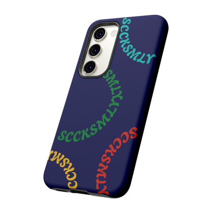 Y2K Wavy Script Tough Case for Samsung- Navy Blue
