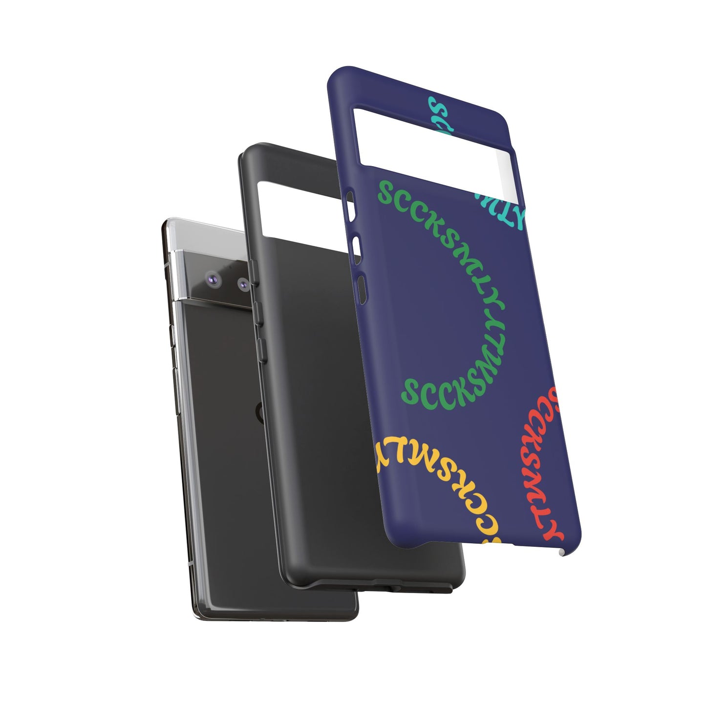 Y2K Wavy Script Tough Case for Google Pixel- Navy Blue