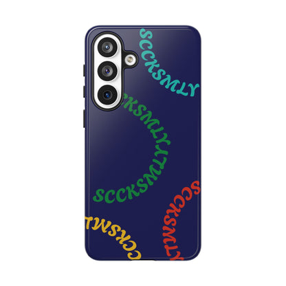 Y2K Wavy Script Tough Case for Samsung- Navy Blue