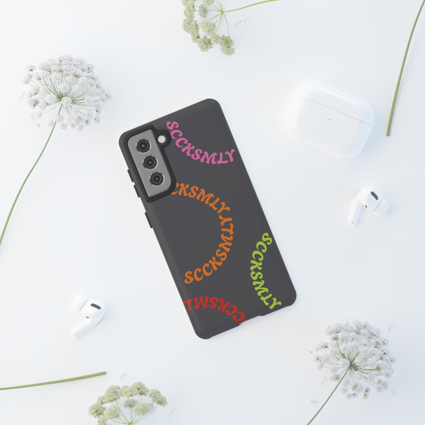 Y2K Wavy Script Tough Case for Samsung- Gray