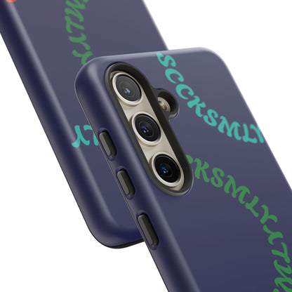 Y2K Wavy Script Tough Case for Samsung- Navy Blue