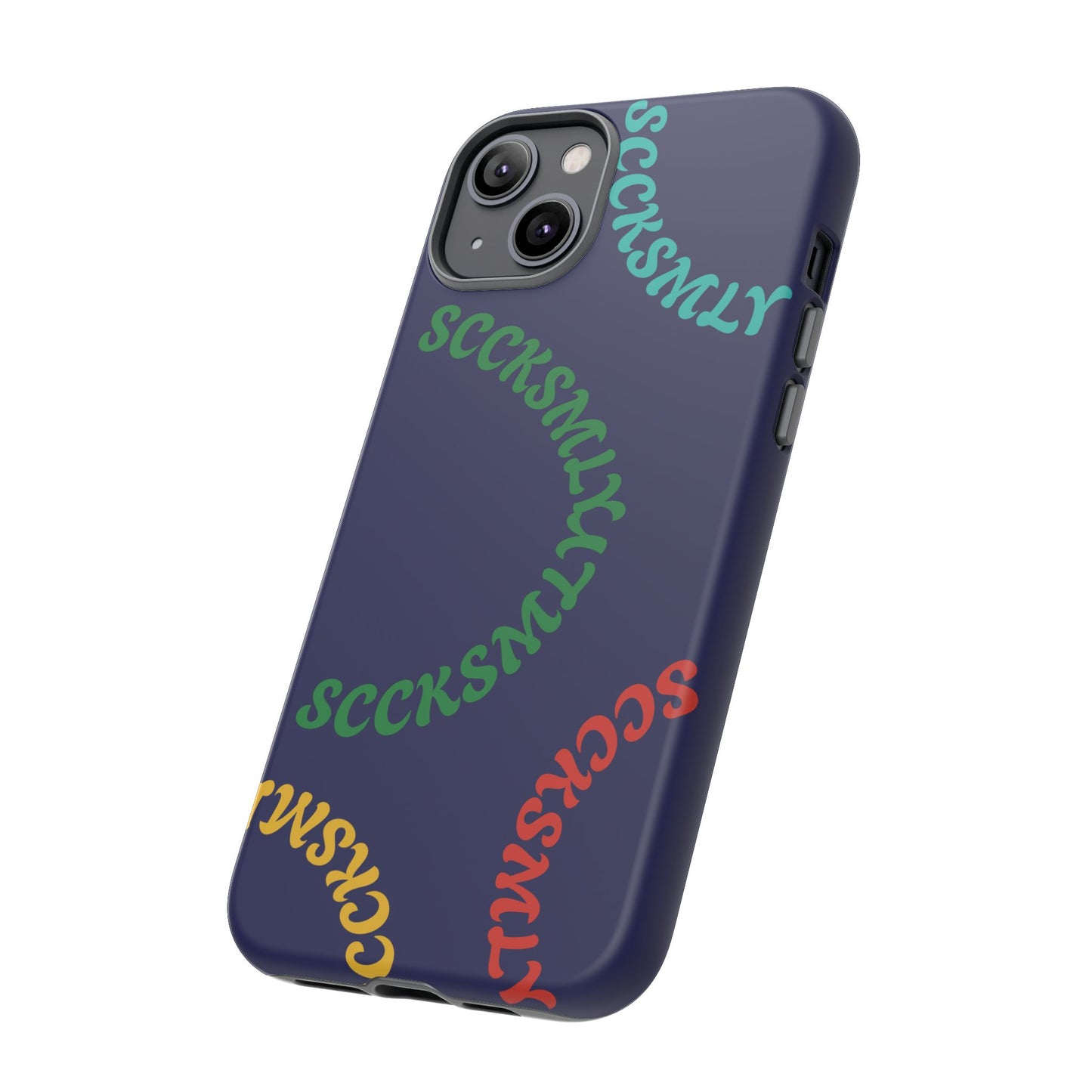 Y2K Wavy Script Tough Case for Apple- Navy Blue